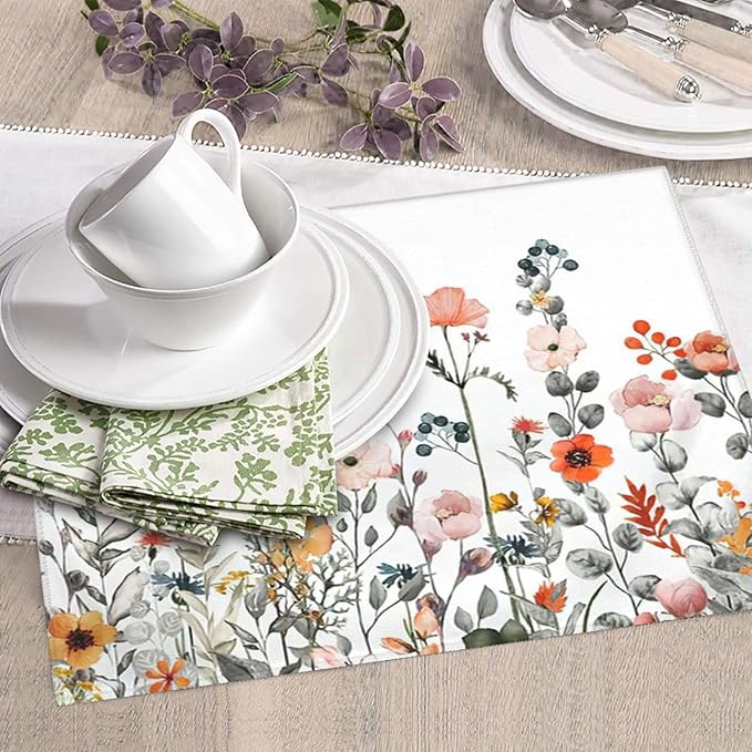 Colorful Wildflowers Dish Drying Mat 16x18 inches Microfiber Absorbent Fast Dry Mat for Kitchen Counter Coffee Bar Floral Large Drying Mat Kitchen Decor Gifts (Wildflowers, 16x18 inches)