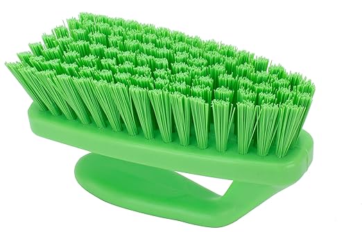 SPARTA Scrub Brush with Iron Shaped Handle and Stiff Bristles, Heavy Duty Scrubber Brush for Kitchen, Bathroom, Shower, Tile, Sink, Carpet and Bakepans, Polypropylene, 6 Inches, Lime