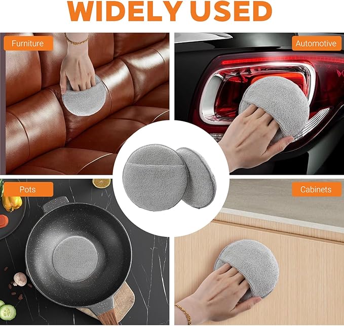 6Pcs Microfiber Applicator Pads for Cutting Board Oil, Reusable Wax Applicator Microfiber & Sponge Pads for Scratch-Free Cutting Board Maintenance & Versatile Home Polishing (5 Inch, Grey)