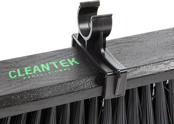Restaurantware-Clean Tek Professional 23.62 Inch Push Broom, 1 Heavy-Duty Broom with 59â€ Handle - Medium Bristles, 2 Handle Attachment, Wooden, Commercial Use, for Deck, Garage, Yard, Patio