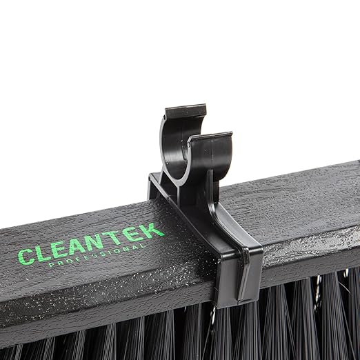 Restaurantware-Clean Tek Professional 23.62 Inch Push Broom, 1 Heavy-Duty Broom with 59â€ Handle - Fine Bristles, 2 Handle Attachment, Wooden, Commercial Use, for Deck, Garage, Yard, Patio
