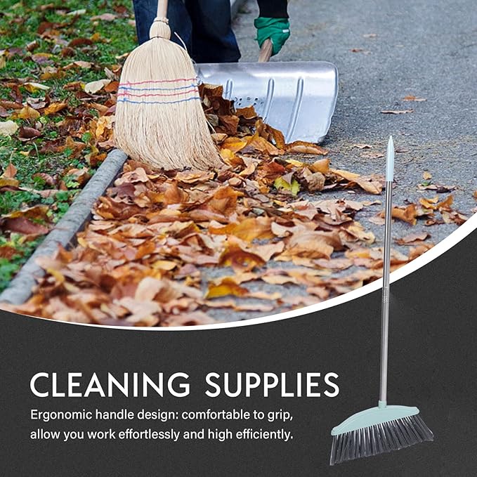 Heavy-Duty Broom Outdoor Indoor Broom for Floor Cleaning with Long Handle 34 inch for Sweeping Concrete Courtyard Garage Patio Indoor Home Kitchen Office Lobby