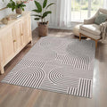 Washable Rug 5x7 Area Rugs for Living Room, Abstract Rug for Bedroom, Soft Rainbow Non Slip Rugs with Rubber Back, Low Pile Stain Resistant Boho Geometric Carpet for Dining Room, Light Camel