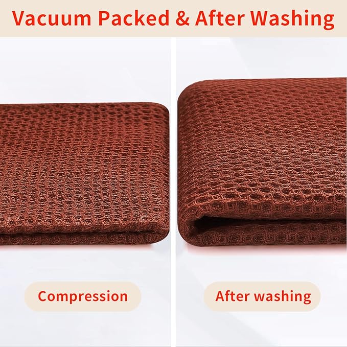 Homaxy 100% Cotton Waffle Weave Kitchen Dish Cloths, 4-Pack Ultra Soft Absorbent Dish Towels, Quick Drying Dish Rags, 12 x 12 Inches, Rust