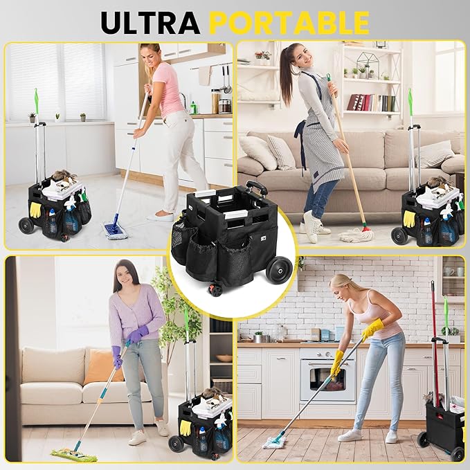 Wheelie Clean - Stair Climbing Cleaning Supplies Organizer & Caddy on Wheels