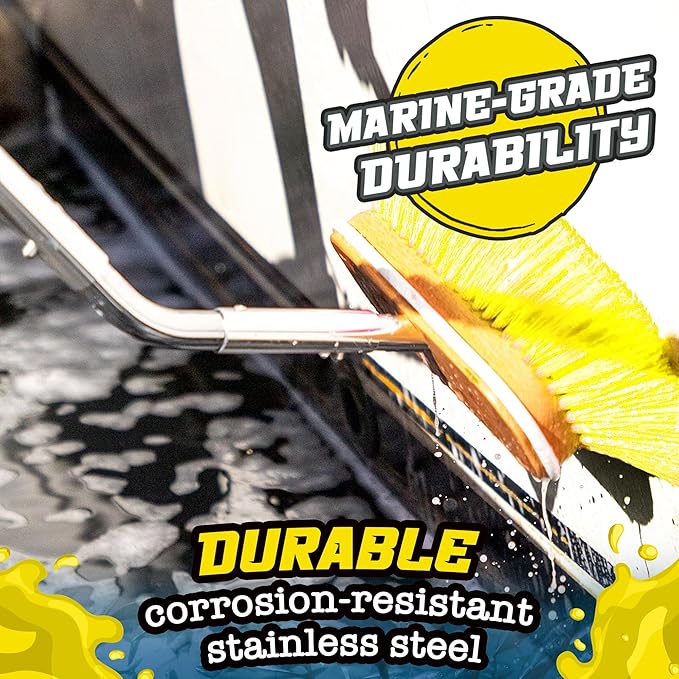 Salty Captain Boat Brush Pole with 45° Angle Head – Telescopic Stainless Steel Pole (4ft to 6.5ft) – Ideal for Cleaning Decks & Hulls – Durable, Versatile & Compatible with Multiple Attachments