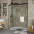 56"-60" W x 72" H Double Sliding Shower Door, Semi-Frameless Bypass Bathroom Door with 5/16"(8mm) Tempered Glass,Matte Black Finish for Walk-in Shower