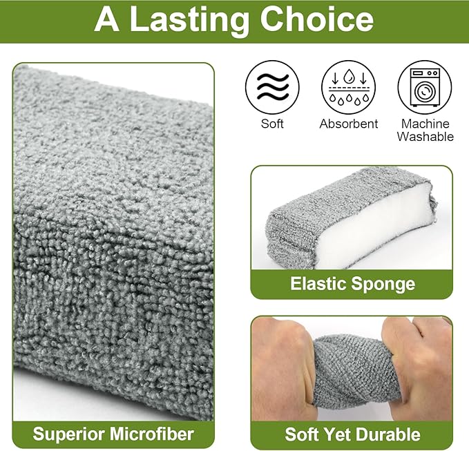 4 PCS Microfiber Applicator Pad, 4.7"x3.1" Scratch-Free Foam Buffing Scrub Pads, Car Wash Sponges for Effortless Detail Polishing, Waxing, Tire Shining, Interior Cleaning, Scrubbing (Grey)