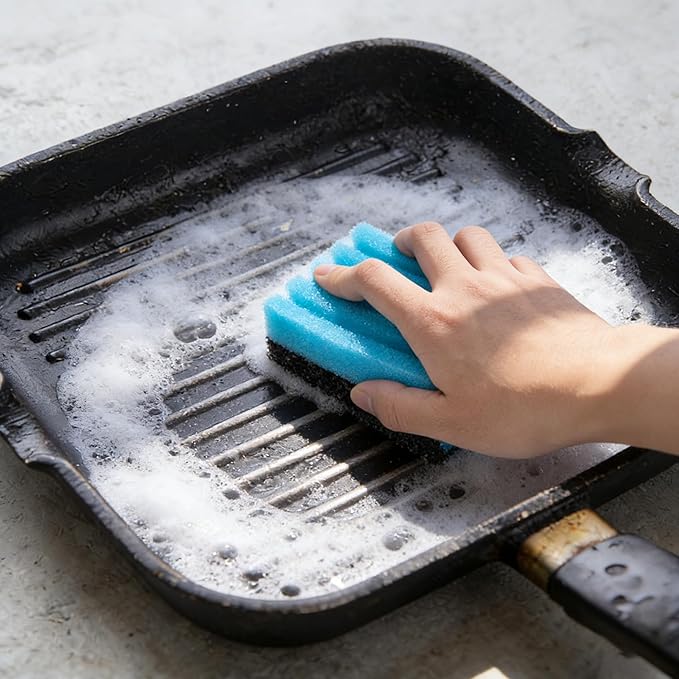 EBaokuup 8 Pcs Grill Plate Cleaning Sponge 12207, Electric Grill Cleaning Sponge with Grooves, Grill Cleaner Replacement Sponges for Indoor Outdoor Giddle