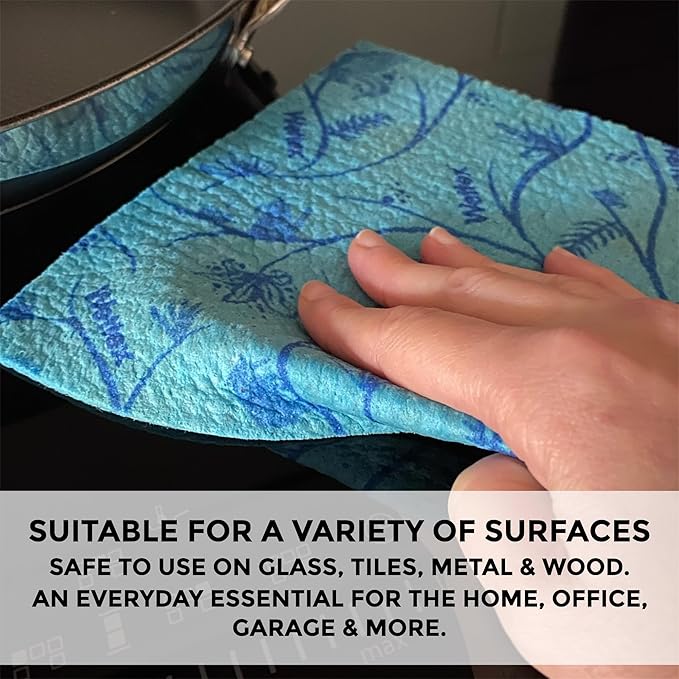 Original Swedish Dishcloths – 20 Pack Reusable Cellulose Sponge Cloths | Made in Sweden | Eco-Friendly, Absorbent Dish Rags for Kitchen, Counters & Household Cleaning
