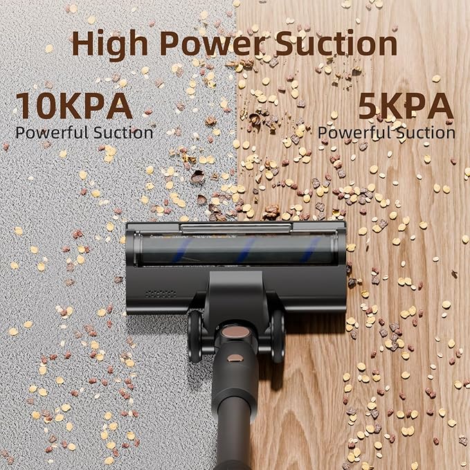 COWSAR Cordless Stick Vacuum Cleaner, Bagless Lightweight Stick Vacuum for Carpet and Floor, 8-in-1 Rechargeable Wireless Powerful Suction Vacuum Cleaner for Home, Gray