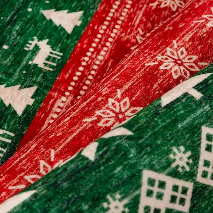 Christmas Red Area Rug 2x3 Washable Snowflake Carpet Non Slip Holiday Decorative Accent Doormat Xmas Boho for Entrance Bathroom Laundry Kitchen Dining Room