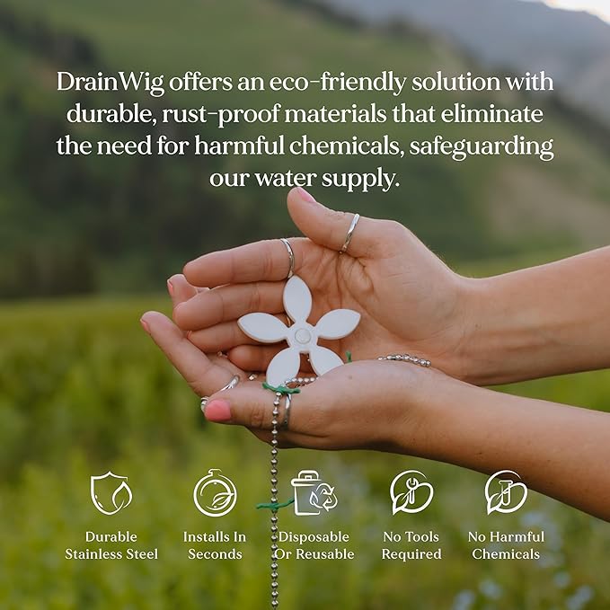DrainWig Shower Drain Hair Catcher – Disposable Silver Flower (4-Pack) – No-Touch Hair Removal for Flat Shower Drains – As Seen on Shark Tank