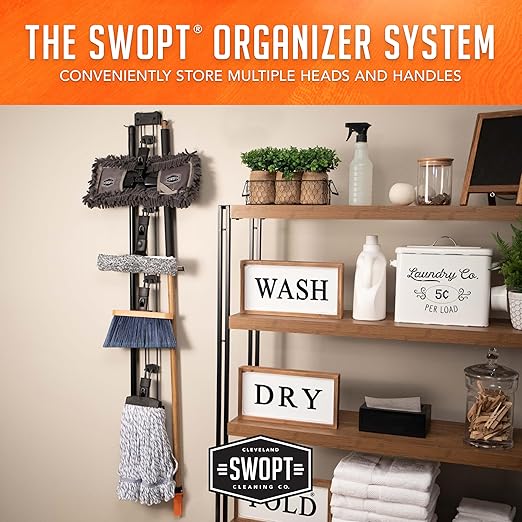SWOPT Premium Multi-Surface Angle Broom Cleaning Head — Indoor and Outdoor Angled Broom Set — Interchangeable with All SWOPT Cleaning Products for More Efficient Cleaning and Storage