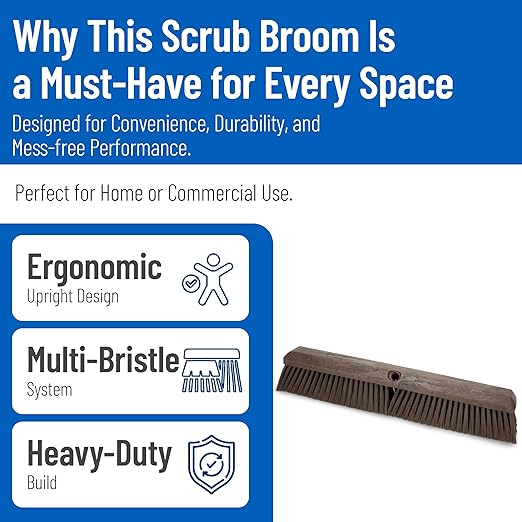 SPARTA 41890EC01 Omni Sweep Plastic Push Broom Head, Heavy Duty, Industrial Broom With Color Code System For Outdoor, Indoor, Garage, Concrete, Patio, Kitchen, Bathroom, 18 Inches, Brown, (Pack of 12)