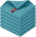 Kitinjoy 100% Cotton Kitchen Dish Cloths (12 X 12 Inches, Lake Blue), 6 Pack Waffle Weave Ultra Soft Absorbent Dish Towels for Drying Dishes Quick Drying Kitchen Towels Dish Rags
