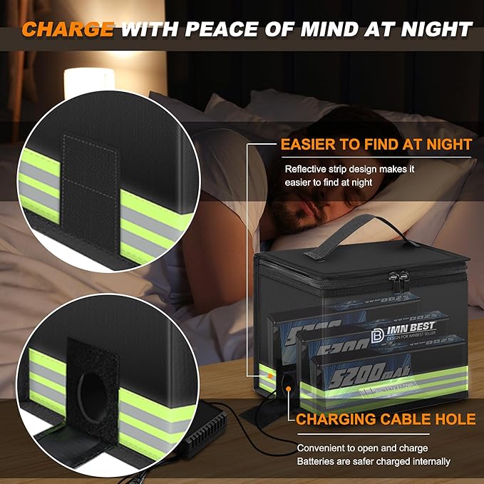 Lipo Safe Bag Fireproof, Explosion-proof Bag, Large Capacity, Fireproof Safe, Lipo Battery Storage Box, Protective Safe Bag for Charging and Storing, with Robust Handle and Mesh Bag