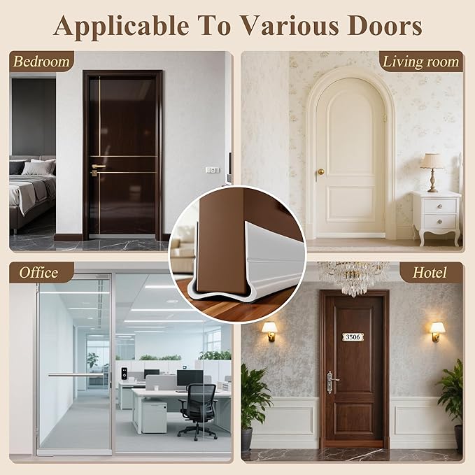 36.6 in Under Door Draft Stopper Reusable Self-Adhesive Door Sweep with Triple Seal Technology Soundproof Felt Flexible Gap Filler for Interior Exterior Doors Noise Reducing Door Seal Brown