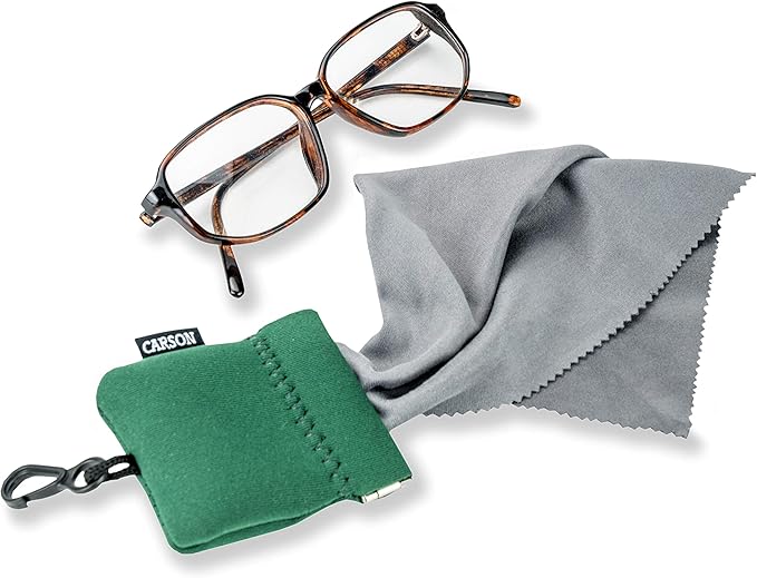 Carson Stuff-It Pro Microfiber Lens Cloth Cleaning System for Glasses, Smartphones, Tablets, Optics, Lenses, Cameras and More, 8.0'' x 8.0'' - Green (SN-80GR)