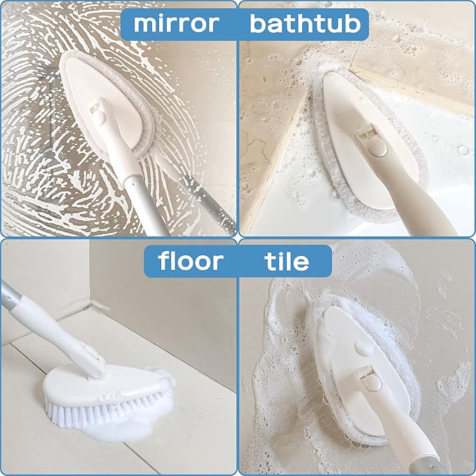 Qaestfy Bathtub Brush Refill Replacement Shower Tub and Tile Cleaning Lock in Place Scrub Brushes Head for Bathroom Wall Floor Scrubbing Compatiable with QAE008 & QAE002 Model QAE007