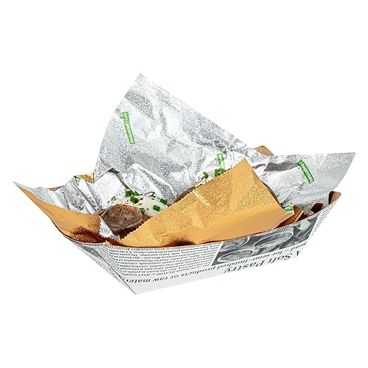 Restaurantware-Foil Lux 10.8 x 9 Inch Pop-Up Sheets, 2000 Disposable Papers For Food - Orange Peel Embossing, Interfolded, Gold Aluminum Foil Sheets, Greaseproof, Freezable And Oven Ready