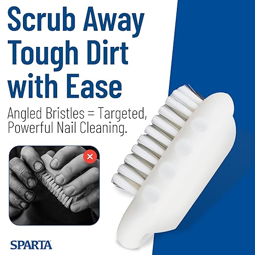 SPARTA 5 Inch Hand and Nail Brush with Stiff Polyester Bristles, Polypropylene Body, Color Coded Scrub Brush for Commercial Foodservice and Industrial Use, White (Pack of 12)