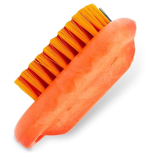 SPARTA 5 Inch Hand and Nail Brush with Stiff Polyester Bristles, Polypropylene Body, Color Coded Scrub Brush for Commercial Foodservice and Industrial Use, Orange (Pack of 12)