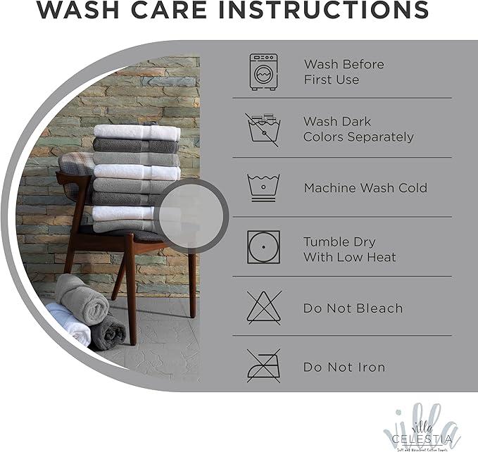 100% Cotton Wash Cloth for face & Body Set of 12, (12 x 12 inches) Sustainable, Soft, Highly Absorbent, Combed Cotton Wash Cloths Pack of 12 for Hotels, Spa, Bathroom, Dorm, Silver