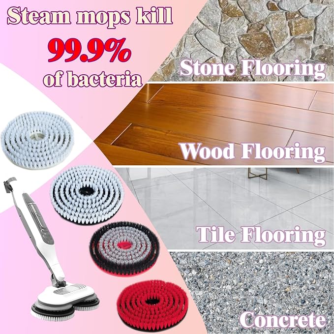 Steam Cleaner Mop Replacement Brush Heads for Shark steam and Scrub mop S7000 S7201 S7005 S7020 S7001C S7000AMZ S8001, Upgraded Scrubbing & Polishing Pads for Deep Cleaning Hard Floors, Red & Black