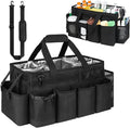 Cleaning Caddy Bag, Extra Large Cleaning Supplies Organizer for Housekeepers, Housekeeping Caddy with Handle and Detachable Padded Cushion, Black