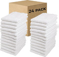 Living Fashions Bar Mop Cleaning Kitchen Dish Cloth Towels 12" x 12", 100% Cotton, Machine Washable, Everyday Kitchen Basic Utility Bar Mop Dishcloth Set of 24, White