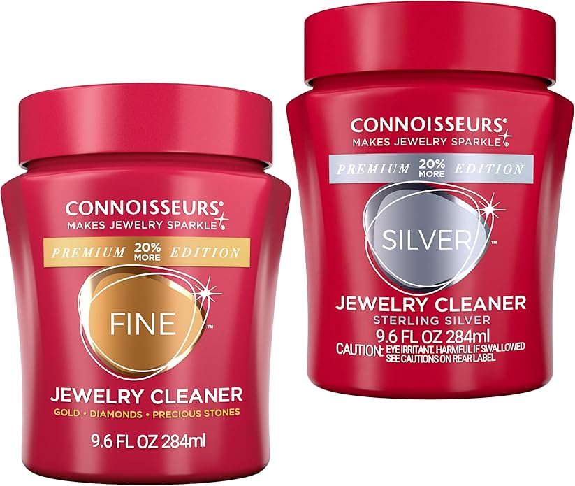 CONNOISSEURS Premium Edition Jewelry Cleaner, Value Size 9.6oz - Pick from Fine, Silver or Delicate Jewelry Cleaner