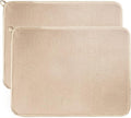 Dish Drying Mats for Kitchen Counter, 2 Pack Dish Drying Pads Dish Rack Mat Drying Pink Kitchen Mat (Beige-2)