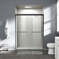 Abruzzo Double Sliding Shower Door - 56-60" Adjustable Width, 72" Height, Semi-Frameless Tempered Glass Enclosure for Walk-in Showers, Matte Black