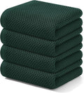 Kitinjoy 100% Cotton Waffle Weave Kitchen Hand Towels (13 X 28 Inches, Blackish Green), 4-Pack Super Soft and Absorbent Dish Towel for Drying Dishes