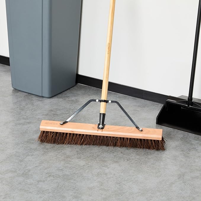Restaurantware-BROOM HEAD ONLY: Clean Tek Professional 24-Inch Indoor Broom Head, 1 Heavy-Duty Push Cleaning Tool - Handle And Brace Sold Separately, Palmyra Bristles, Wooden, Outdoor Use