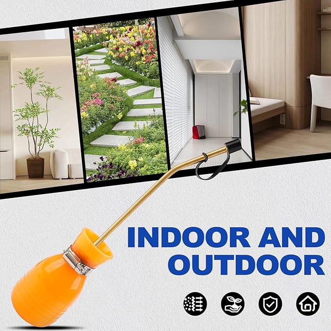 Powder Duster - Large Diatomaceous Earth Bulb Duster Applicator with Long Copper Tube Garden Puffer for Multi-Purpose Indoor and Outdoor Use (Orange)