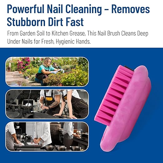 SPARTA Nail Scrub Brush Commercial-Grade, Heavy-Duty Hand and Fingernail Brush with Stiff Bristles for Gardeners, Mechanics, And Foodservice Personnel, Plastic, 5 Inches, Pink