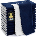 Mordimy 12 Pack Kitchen Cloths Dish Towels (10" x 10", Navy Blue & White), Super Soft and Absorbent Dish Cloths, Coral Velvet Microfiber Cleaning Cloth, Nonstick Oil Fast Dry Dishcloths