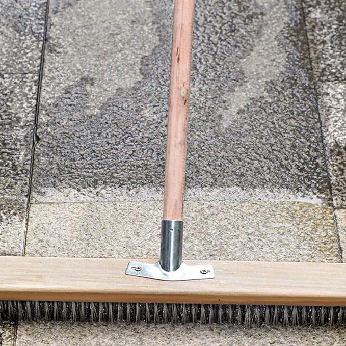 Vikye Scrub Brush with Long Handle, 7.9inch Heavy Duty Floor Scrubber Brush, Stiff Scrubber Brush for Cleaning Shower Bathroom Patio Garage