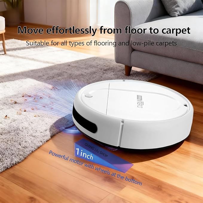 Robot Vacuum Cleaner, 3000Pa Powerful Suction, 2.56-inch Ultra-Slim Body, 120-Minute Long Battery Life, Quiet Operation, Smart Navigation, Suitable for Hard Floors/Low-Pile Carpets/Pet Hair- Whites-2