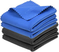 Eco-Fused Large Microfiber Cleaning Cloths - 4 Pack - 18 x 18 inch - Perfect for Wide Screen TVs, Large Computer Monitors- Also for Cleaning Glasses, Camera Lenses, Laptops and LCD Screens- Blue/Black