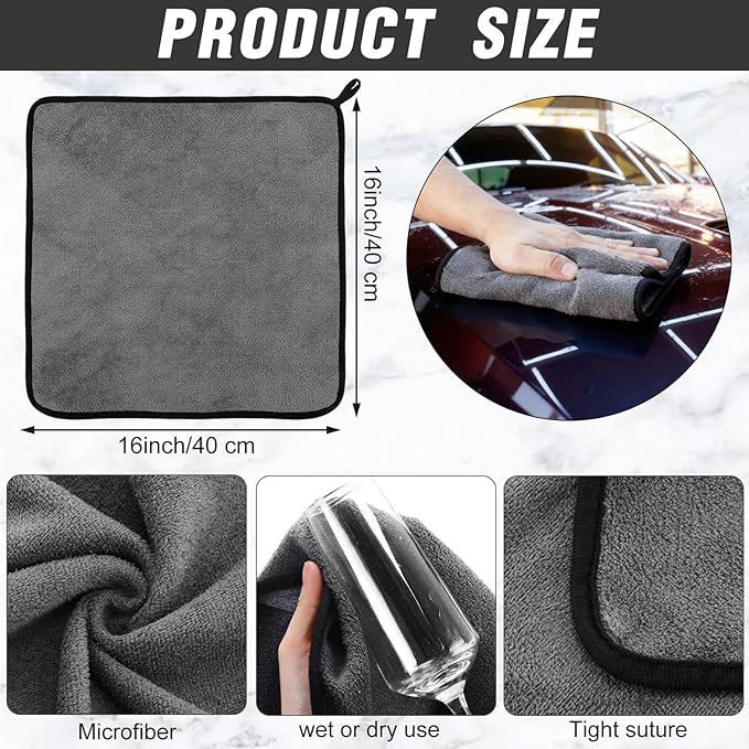 Tallew 80 Pcs Microfiber Towels:16"x16" Microfiber Drying Towels Bulk Micro Fiber Car Cleaning Cloth for Cars Drying Washing Polishing Office Windows Cleaning Household Supplies (Gray)