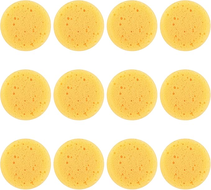 12PCS Kitchen Sponges for Washing Dishes Round Natural Cleaning Sponge,Cellulose Eco-Friendly No Odor, Dusting, Cleaning Bathroom, 7 * 7cm