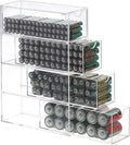 BTSKY 1 Pack Clear Acrylic Battery Storage Organizer for AA, AAA, 9V, C Batteries, 4-Drawer Storage Box Battery Holder Organizer for Common Types Batteries, Household Container(Batteries Not Included)