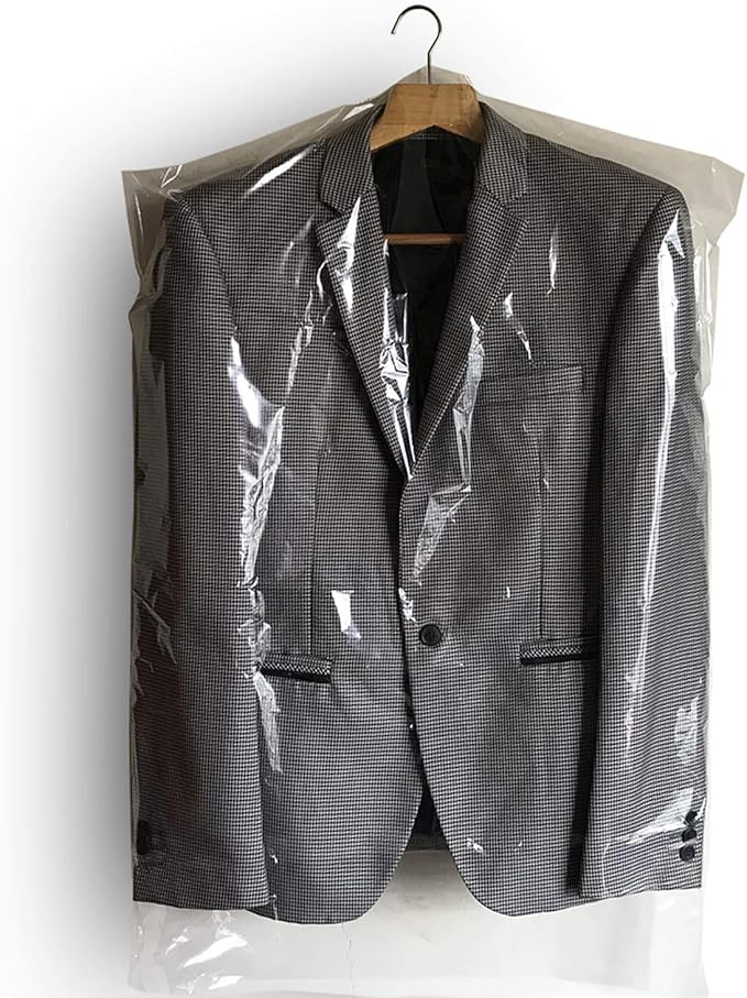 100 PCS Dry Cleaner Bags Plastic Clear 35.4 Inches Can be Hung Transparent Clothes Dust Cover