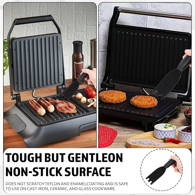 Universal Grill Scraper for George Foreman Indoor Grills and Other Indoor Grills with Grooves Heat Resistant Nylon Grill Spatula Cleaner Tool for Easy Cleaning Comfortable Grip (1)