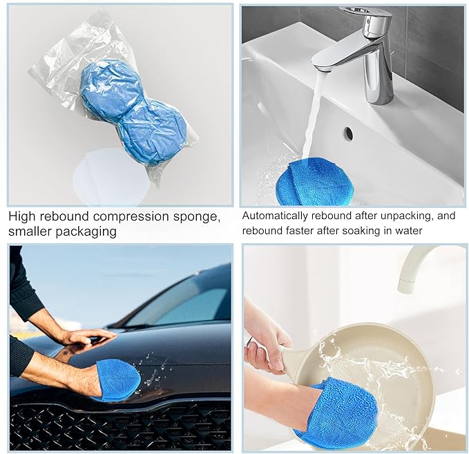 Microfiber Wax Applicator, AutoCare Ultra-Soft Microfiber Wax Applicator Pads with Finger Pocket Wax Applicator for Cars Wax Applicator Foam Sponge (Blue, 5" Diameter, Pack of 10)