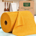 Microfiber Cleaning Cloth Roll–100 Pack, Tear Away Microfiber Towels, Reusable, Washable, Scratch-Free, Kitchen Towels for Car, Home, Kitchen, Glass, Dishes(Tangerine Yellow)