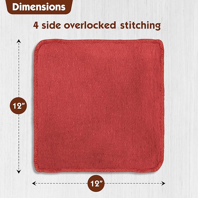Nabob Wipers Auto Mechanic Shop Towels 25 Pack Bulk Shop Rags 100% Cotton Size 14"x14" Commercial Grade (25 Pack, Red)